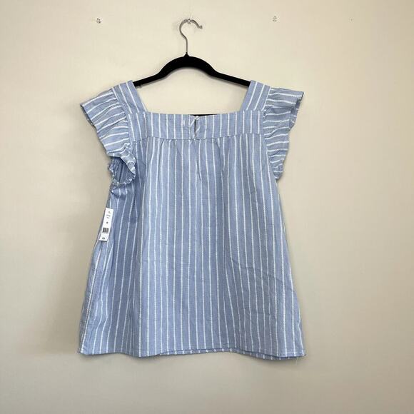NWT DIP Striped Flutter Sleeve Square Neck BabyDoll Boho Blouse Beach Women's M - Picture 7 of 8